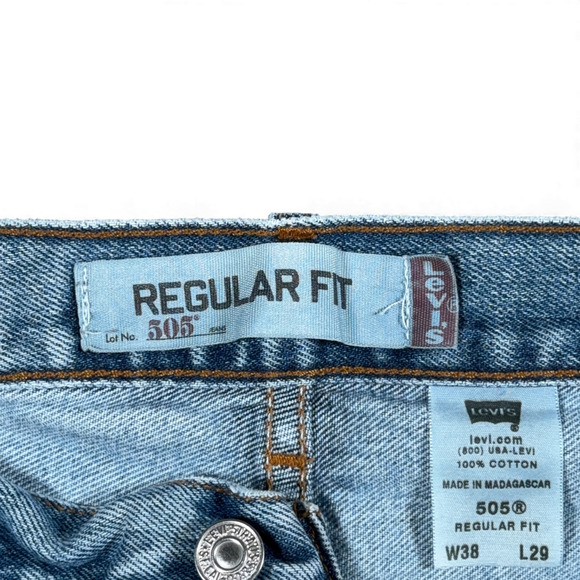 Vintage 505 Levis Jeans Mens 35x28 Blue Regular Light Wash Denim 38x29 Tag Y2K - Picture 7 of 11